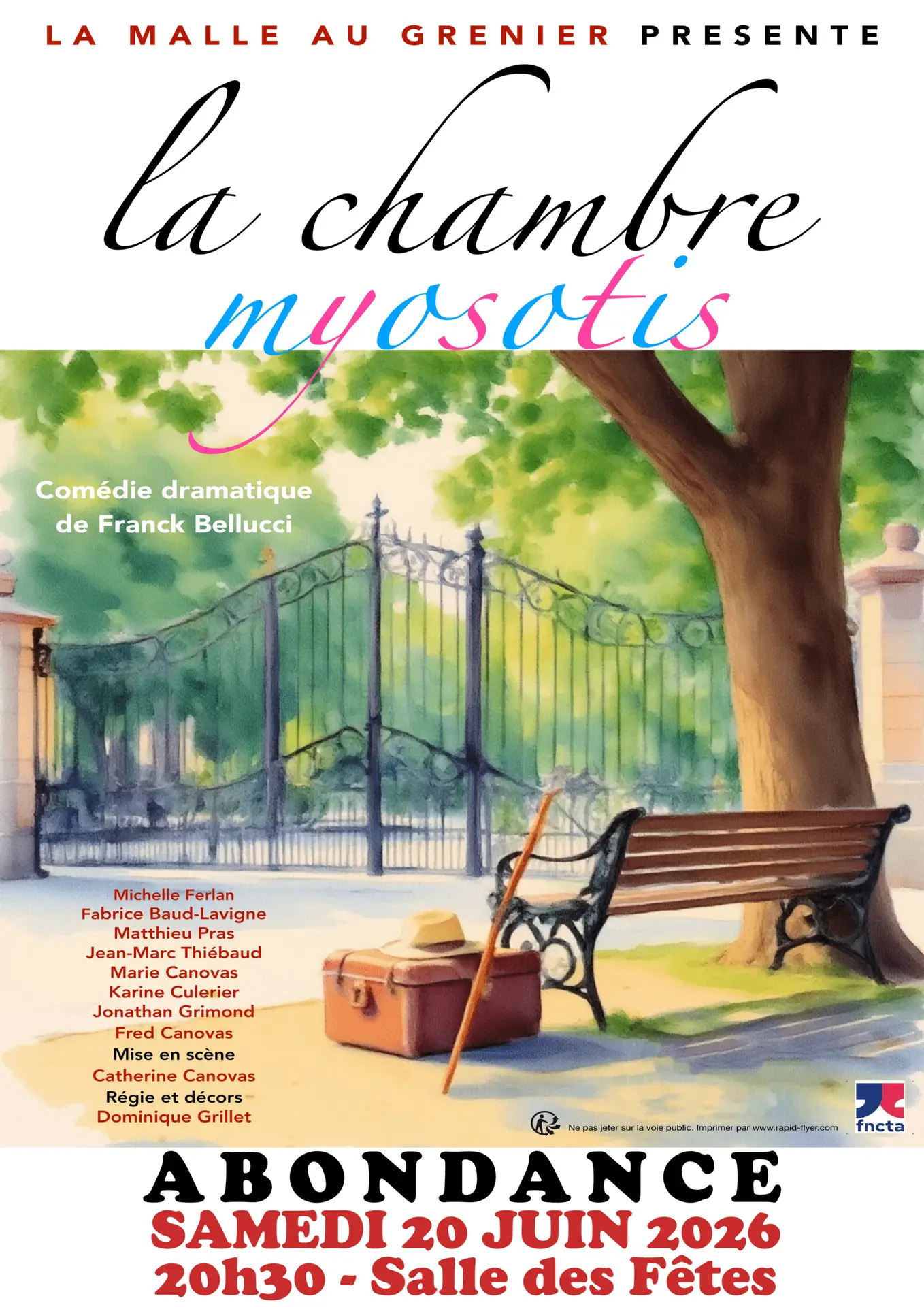 Lire la suite à propos de l’article THEATRE LA CHAMBRE MYOSOTIS samedi 20 juin 2026 20h30