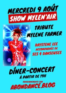 Lire la suite à propos de l’article Les plus grands succès de Mylène FARMER  avec le show Mylèn’air ! par Krystène LEE le mercredi 9 août 2023